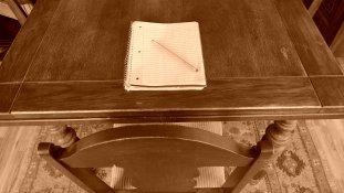 Table and notebook sepia